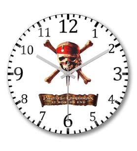Pirates of The Caribbean Duvar Saati Bombeli Gercek Cam