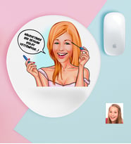 BK Gift Kişiye Özel Bayan Kolay Yetişmiyor Karikatürlü Bilek Destekli Mouse Pad-7 (Beyaz)