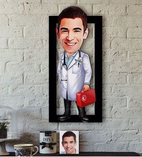 BK Gift Kişiye Özel Bay Acil Tıp Teknisyeni Karikatürlü 3D Ahşap Tablo-1
