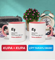İkili Eş Kupa Bardak Pembe