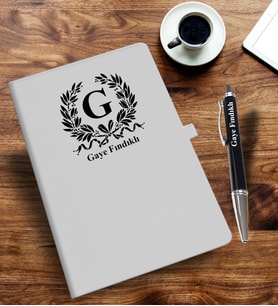 Kişiye Özel Harf Tasarımlı  İsme Özel Defter ve Kalem