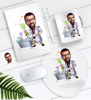 BK Gift Kişiye Özel Bay Kimya Öğretmeni Karikatürlü Defter Kalem Kupa Mouse Pad Seti-2 (Model 1)