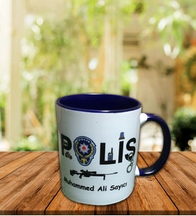 Kişiye Özel Baskılı Polis Kupası Lacivert