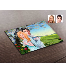 BK Gift Kişiye Özel Sevgililer Karikatürlü Ahşap Puzzle-87