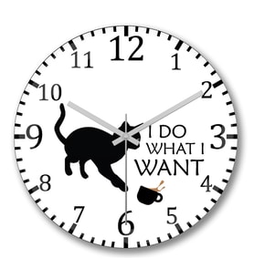 I Do What I Want Cats Kedi Duvar Saati Bombeli Gercek Cam
