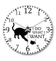 I Do What I Want Cats Kedi Duvar Saati Bombeli Gercek Cam