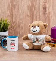 Bayan Değil Kadın Mavi Kupa Bardak ve Peluş Ayıcık