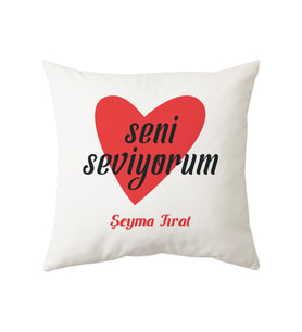 Sevgiliye Özel Seni Seviyorum Yastık (Beyaz)
