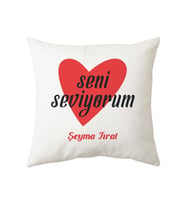 Sevgiliye Özel Seni Seviyorum Yastık (Beyaz)