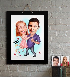 BK Gift Kişiye Özel Sevgililer Karikatür Ahşap Tablo  3