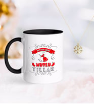 BK Gift Kişiye Özel Yılbaşı Mutlu Yıllar Siyah Kupa ve Kar Tanesi Kolye-7 (Model 1)