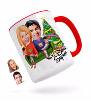 BK Gift Kişiye Özel Yeni Yıl Sevgililer Karikatürlü Kırmızı Kupa Bardak-4