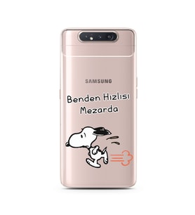 Snoopy Tasarımlı Süper Şeffaf Silikon Telefon Kılıfı Samsung A80