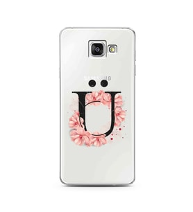 Pembe Çiçekli Harf Tasarım Süper Şeffaf Silikon Telefon Kılıfı Samsung A3 (2016)
