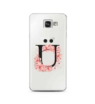 Pembe Çiçekli Harf Tasarım Süper Şeffaf Silikon Telefon Kılıfı Samsung A3 (2016)