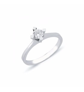 0.23ct Pırlanta Tektaş Yüzük-18k (Beyaz)