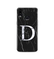 Samsung A10s Siyah Mermer Harf Tasarımlı Telefon Kılıfı D-Harfi 
