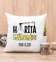 Harita Mühendisi Yastık ve Silver Kupa Bardak