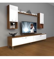 Decoraktiv Eko 5da Slm Std Krom Ayaklı Tv Ünitesi Tv Sehpası (Beyaz - Kahverengi)