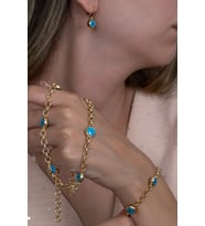 Nazar Boncuklu Kolye Bileklik ve Küpe Üçlü Set bbs01 (Sarı)