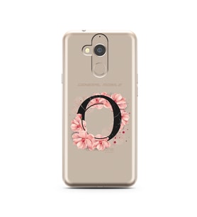 Pembe Çiçekli Harf Tasarım Süper Şeffaf Silikon Telefon Kılıfı General Mobile GM