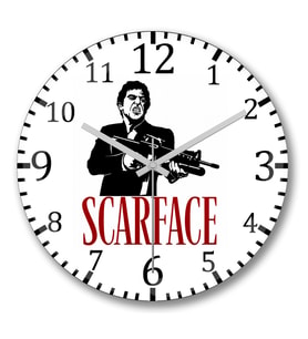 Scarface Duvar Saati Bombeli Gercek Cam