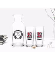 BK Gift Kişiye Özel Renkli Baskılı Harfli İkili Rakı Bardağı ve Karaf Hediye Seti-7 (Model 1)