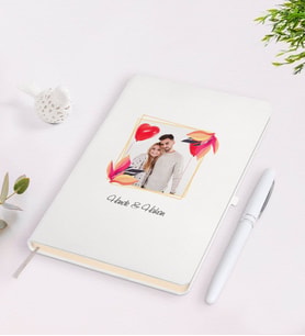 BK Gift Kişiye Özel Sevgililer Günü Temalı İsimli Fotoğraflı Beyaz Defter Kalem Seti-28