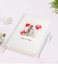 BK Gift Kişiye Özel Sevgililer Günü Temalı İsimli Fotoğraflı Beyaz Defter Kalem Seti-28