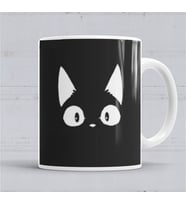 Cats Beyaz Kedi Siyah Zemin Kupa Bardak Porselen