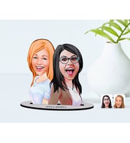 BK Gift Kişiye Özel Anne Kız Karikatürlü Ahşap Biblo Model-3 (Beyaz)