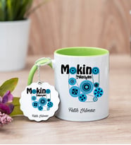 Makine Teknisyeni Yeşil Kupa Bardak Ve Anahtarlık Set
