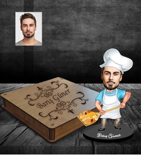 Kişiye Özel Frınıcı Karikatürlü Ahşap Biblo Kutulu Bay-1