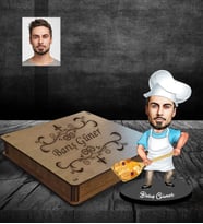 Kişiye Özel Frınıcı Karikatürlü Ahşap Biblo Kutulu Bay-1