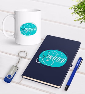 BK Gift Kişiye Özel Doktor Temalı Lacivert Defter Kalem Kupa 32gb USB Bellek Hediye Seti-14 (Model 1)