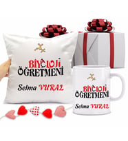Biyoloji Öğretmeni Kupa Bardağı ve Yastığı Hediye Seti (Model 1)