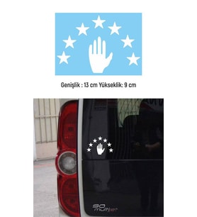 Abhaz Bayrak Araba Sticker Etiket Beyaz 13 CM 4 Adet