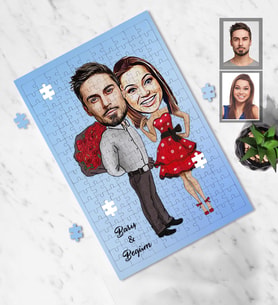 Kişiye Özel Sevgili Karikatürlü A3 130 Parça Puzzle Model 10