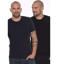 Ikili Set T8569 Dewberry Bisiklet Yaka Erkek T-Shırt-Lacivert - Siyah