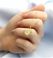 Else Silver Gümüş Sadakat Güneşi Kolye (Gold)