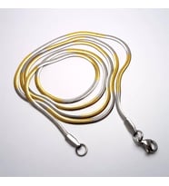 Sarı Beyaz Yassı Model Snake Yılan Erkek Kolye Zincir 6018606538579 (Siyah)