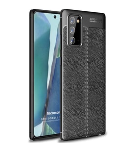 Microsonic Samsung Galaxy Note 20 Kılıf Deri Dokulu Silikon Siyah
