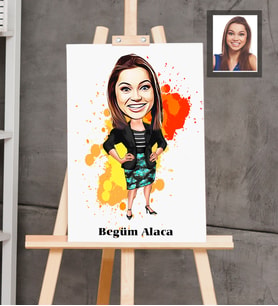 Kişiye Özel Öğretmen Karikatürlü  Ahşap Tablo 30x47 Bayan-7