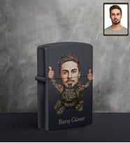 Kişiye Özel Asker Karikatürlü UV Baskılı Siyah Benzinli Çakmak Bay-2