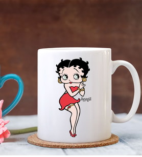 BK Gift Kişiye Özel Betty Boop Tasarımlı Beyaz Kupa Bardak-2