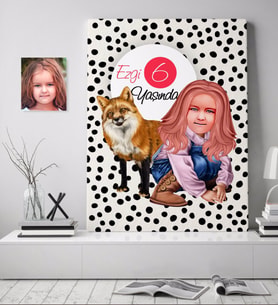 BK Gift Kişiye Özel Kız Çocuk Yaş Karikatürlü Kanvas Tablo 70x100cm-9