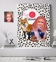 BK Gift Kişiye Özel Kız Çocuk Yaş Karikatürlü Kanvas Tablo 70x100cm-9