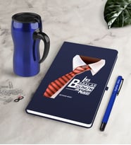BK Gift Kişiye Özel İlk Babalar Günün Kutlu Olsun Lacivert Defter Kalem Termos Mug Seti-4 (Model 1)
