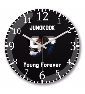 Bts Young Forever  Jungkook Duvar Saati Bombeli Gercek Cam