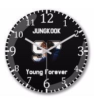 Bts Young Forever  Jungkook Duvar Saati Bombeli Gercek Cam
